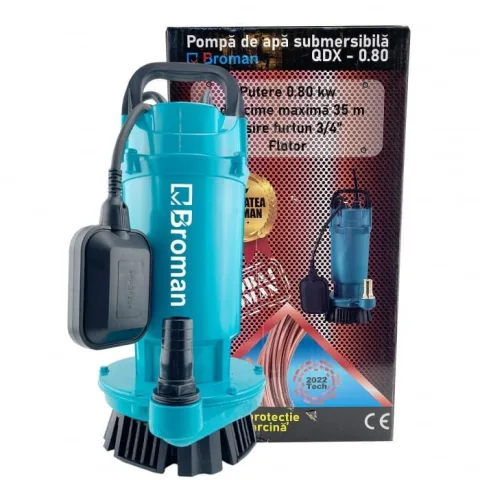Pompă de apă submersibilă QDX-0.80, debit 25 L/min, 1 CP, înălțime de pompare 35 m