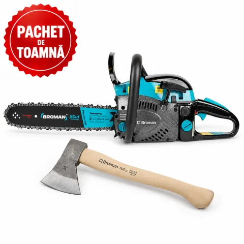 Drujba benzina 5800+, lama 38 cm, tehnologie Easy Start + Topor forjat 600 g, coada 36 cm