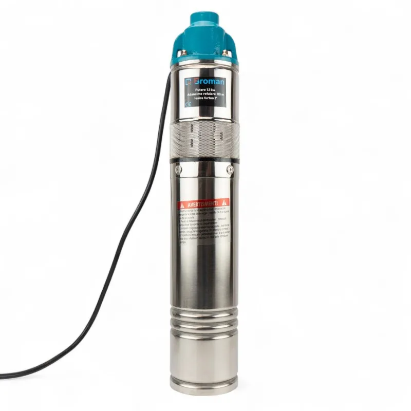 Pompa apa submersibila tip tun fara plutitor 4QGD, debit 30 L/min, 0,5 CP, înălțime de pompare 107 m