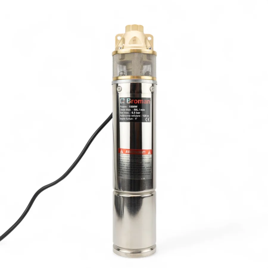 Pompa Submersibila SKM-100, 1500 W, Debit 50 L/min, 6, 5 Bar, Adancime Refulare 120 m, Eficienta Ridicata, Motor Puternic, Ideala pentru Irigatii si Alimentare cu Apa