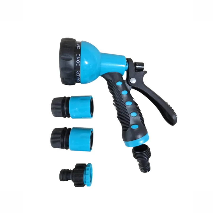 Set pentru stropit, pistol tip dus cu 7 functii si mufe, 5 piese