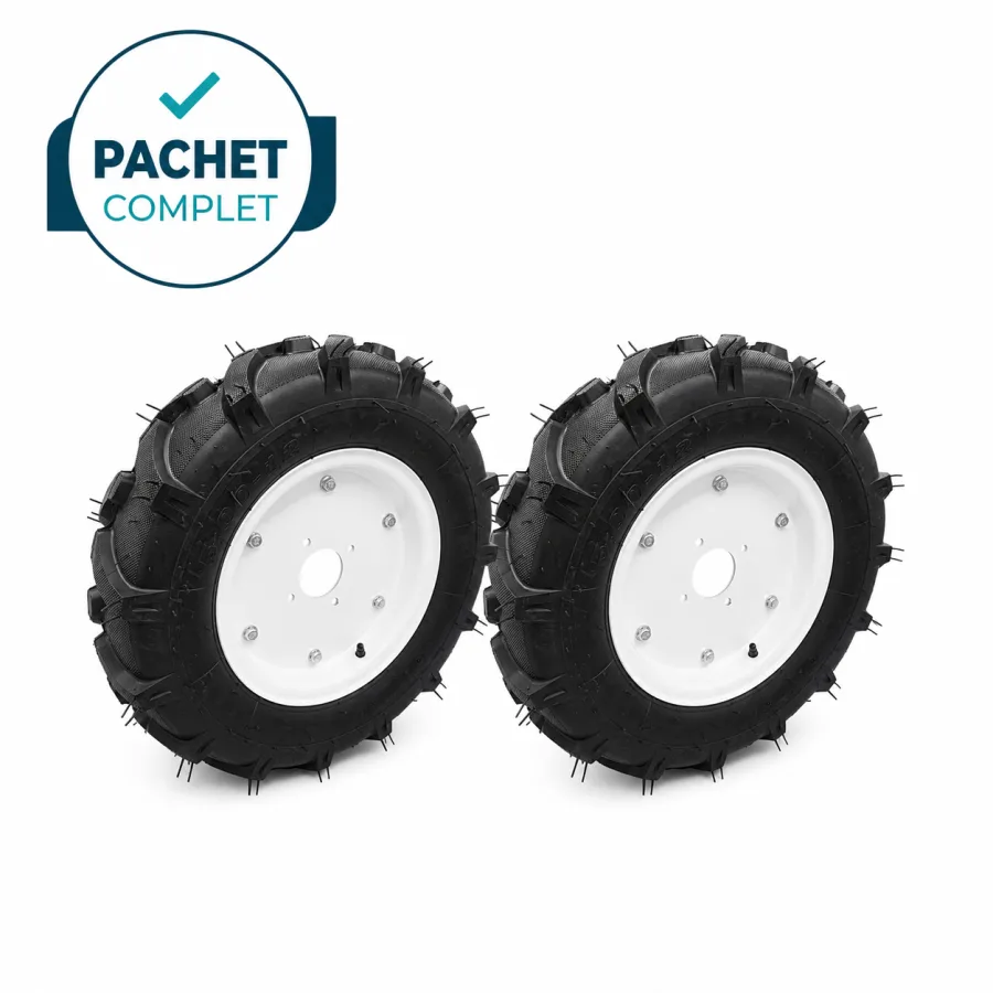 Set 2 roti 5.00-12 cu flanșă, profil tractor si motocultor