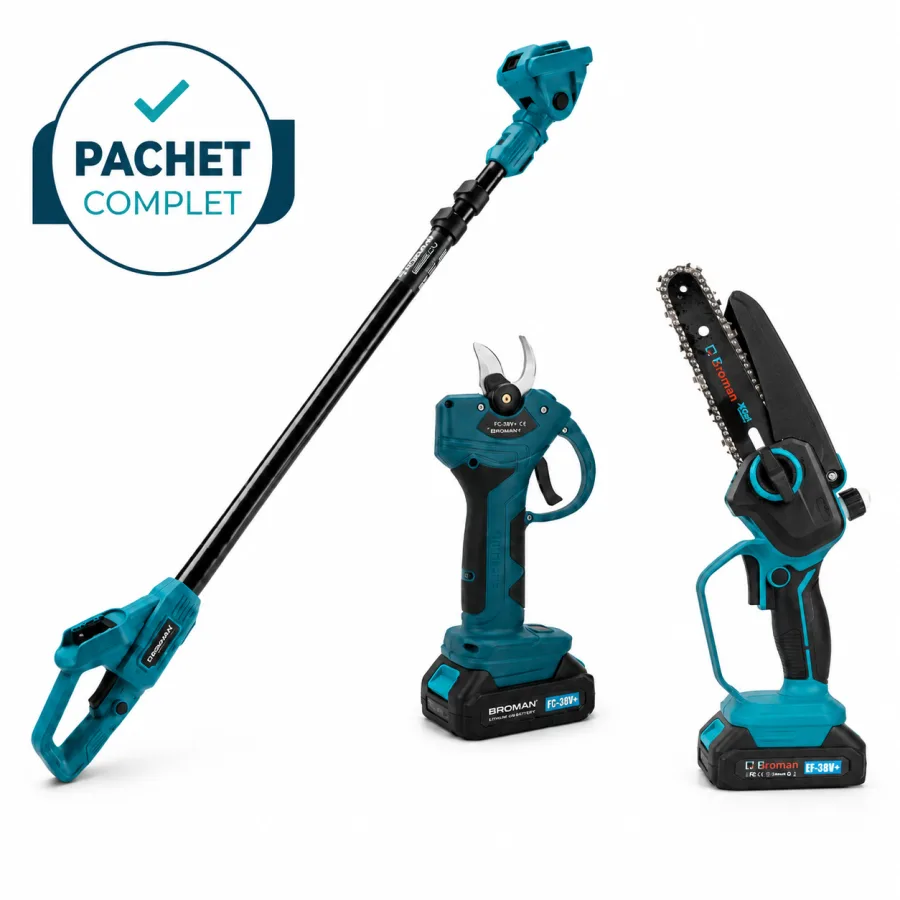 Foarfece electric FC-38V + Motofierastrau electric EF38V+, 5500W + Extensie tija telescopica 2,5 m