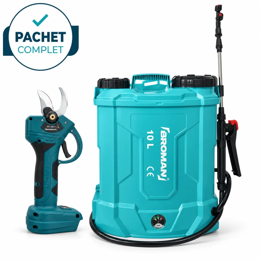Foarfece electric pentru vie sau crengi + Pompa electrica de stropit 10 L