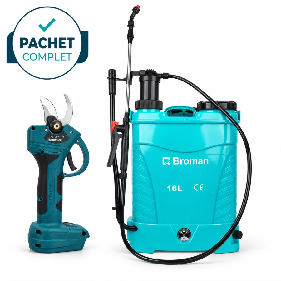 Foarfece electric pentru vie sau crengi + Pompa de stropit electrica 16 L, 2 in 1
