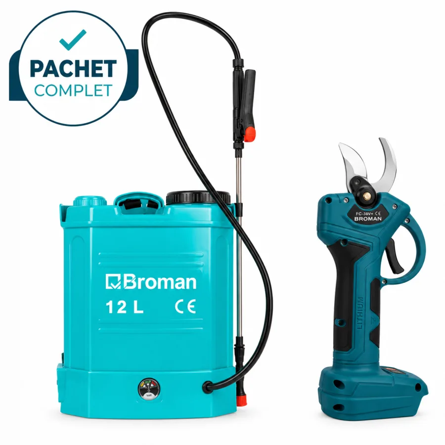 Foarfece electric pentru vie sau crengi + Pompa de stropit electrica 12 L