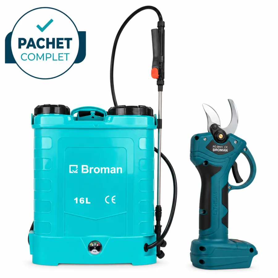 Foarfece electric pentru vie sau crengi + Pompa de stropit electrica 16 L