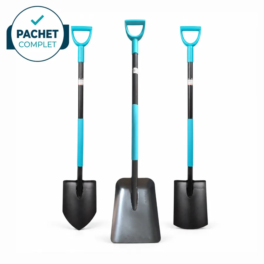 Lopata cu coada metalica + Harlet ascutit cu coada metalica + Harlet drept, cu coada metalica