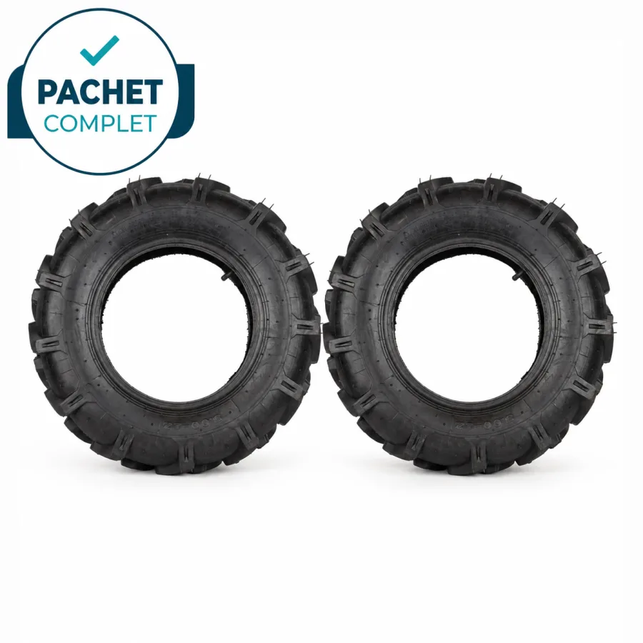 Set 2 cauciucuri cu camera 5.00-12, profil tractor si motocultor