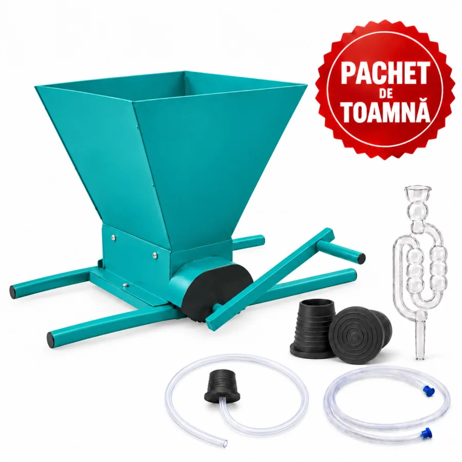 Zdrobitor manual de struguri + Accesorii damigene pentru vin 54 L