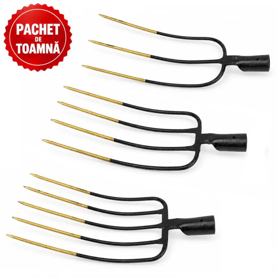 Furca cu 3 coarne forjata + Furca cu 4 coarne forjata + Furca cu 5 coarne, forjata