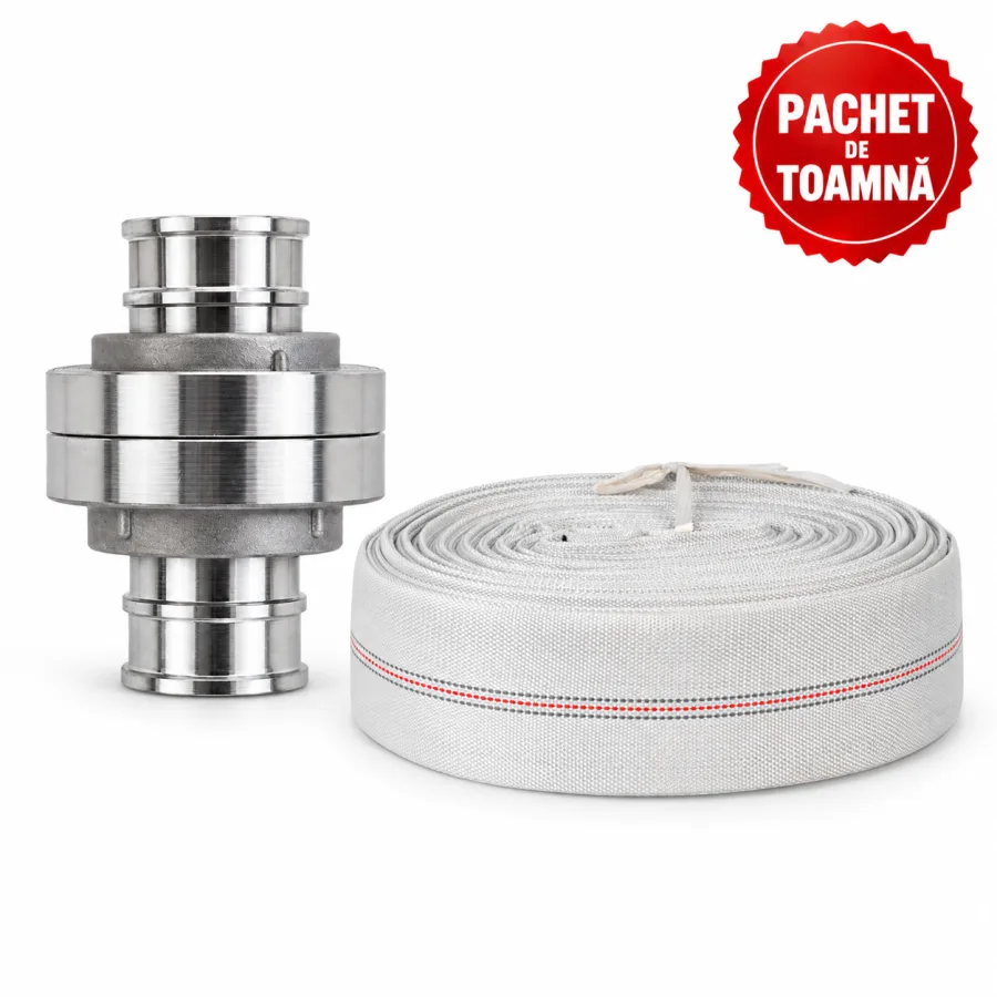 Furtun pompier 30 m, PROFI + Set mufe pentru furtun tip pompieri, 2 țoli