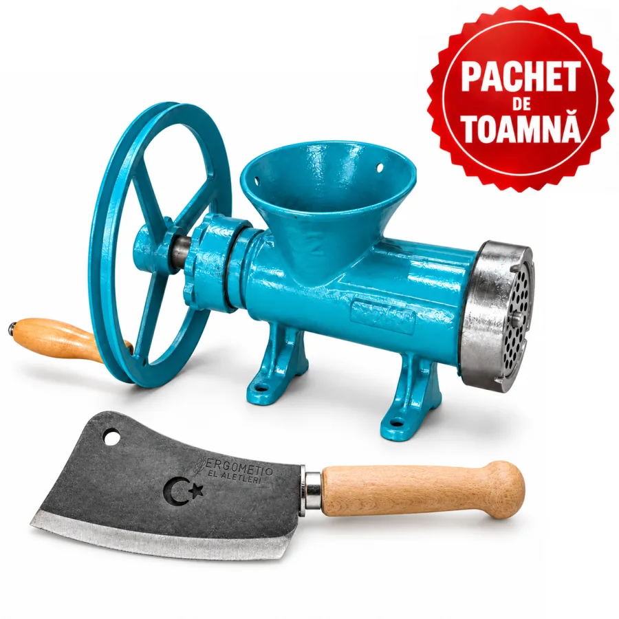 Masina de tocat carne cu roata, fonta, nr. 32, Broman + Cutit tip satâr nr. 3, TR