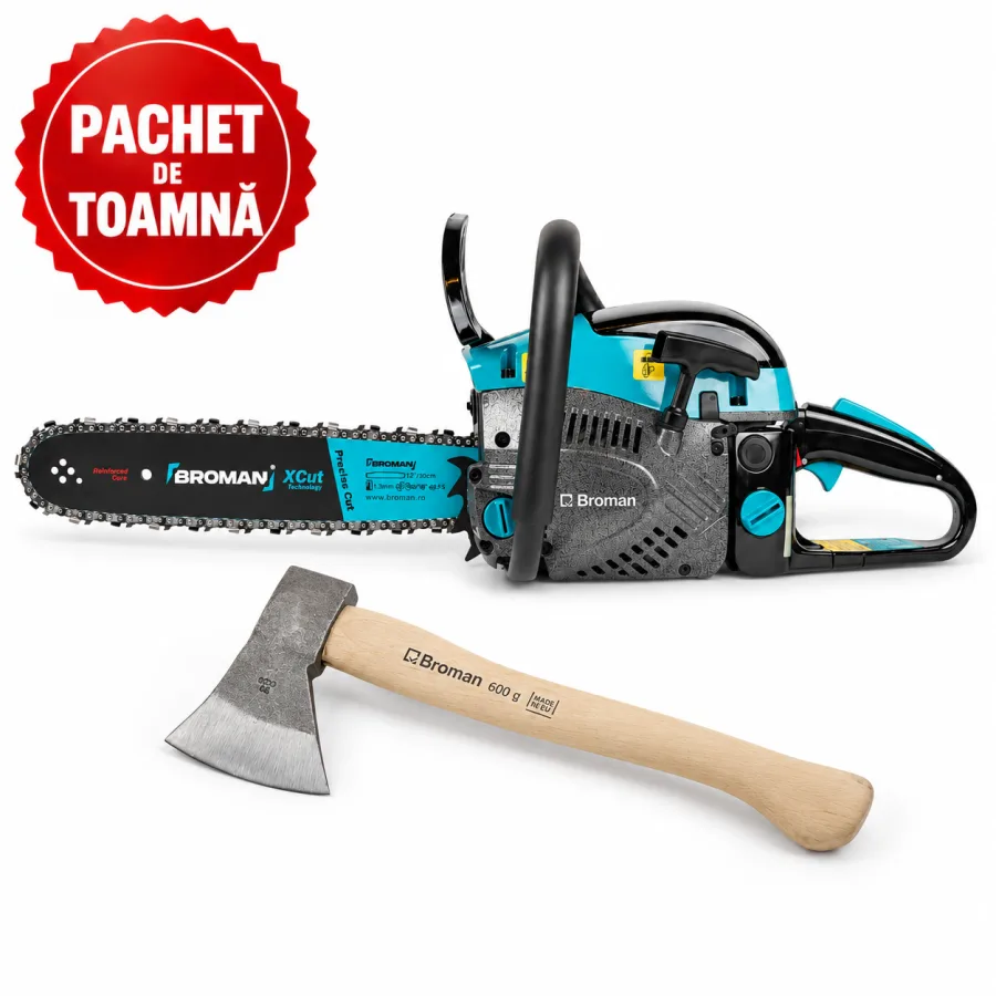 Drujba benzina 5800+, lama 38 cm, tehnologie Easy Start + Topor forjat 600 g, coada 36 cm